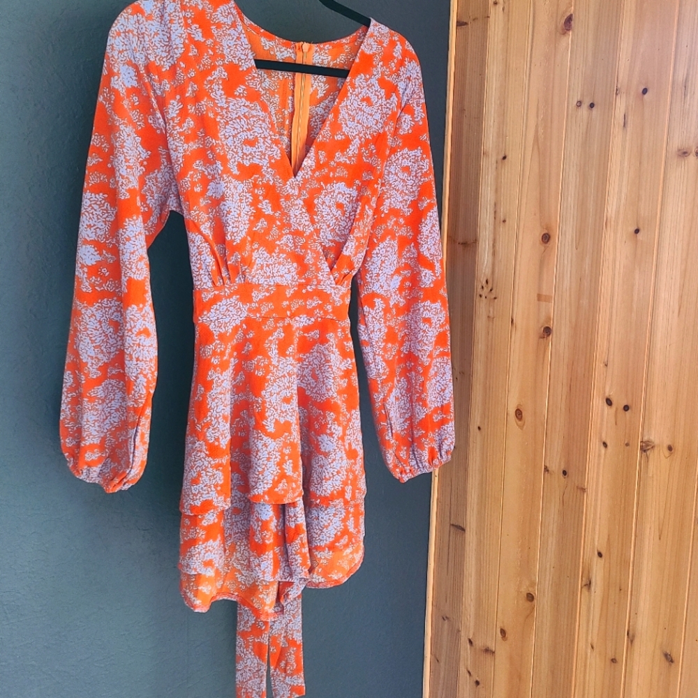 Belted Vee Neck Flowy Romper